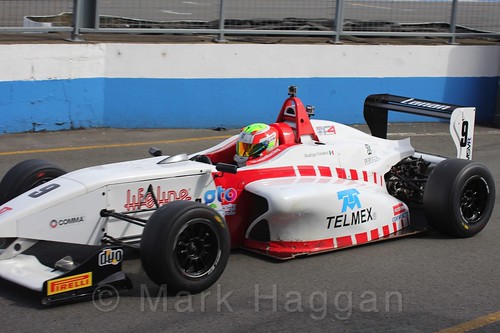 Lanan Racing's Rodrigo Fonseca in BRDC F4 Race Two at Donington Park, September 2015