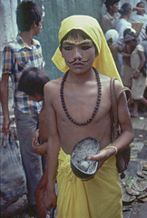 Boy dressed as holy man during the Indra Jatra Festival, Kathmandu, Nepal