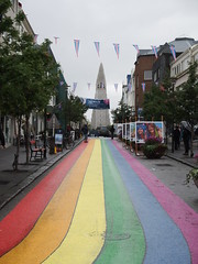 Hallgrimskirkja and The streets covered in colours after gaypride is in town!