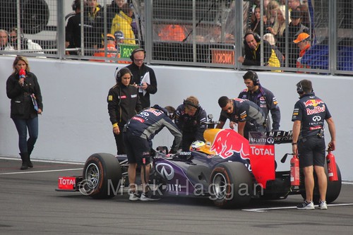 Oliver Rowland drives the Red Bull F1 car around Silverstone during the WSR 2015 weekend