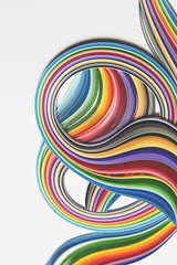 curves of coloured paper strips