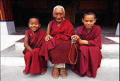Two generations of Tibetan monks at Dip-Tse-Chok-Ling Monastery - Dharamsala, India