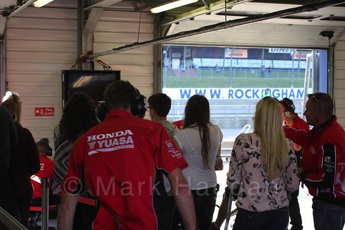 In the Honda garage at the BTCC at Rockingham 2015