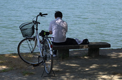 Japanese man taking a rest in Ohori Park Fukuoka