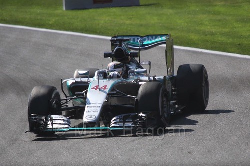 Lewis Hamilton in Free Practice 1 for the 2015 Belgium Grand Prix